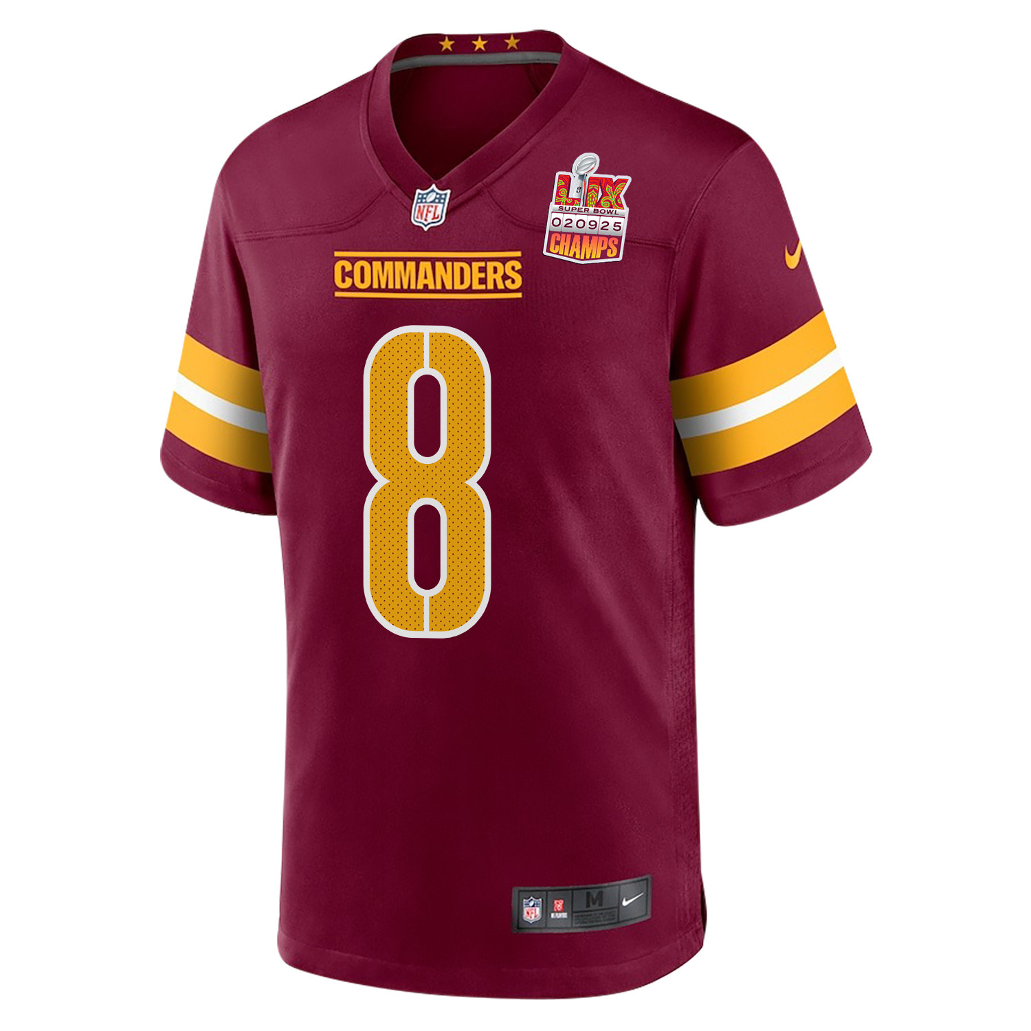 Brian Robinson Jr. 8 Washington Commanders Super Bowl LIX Champions Patch Game Men Jersey - Burgundy JS4212 nicesnker - Image 3