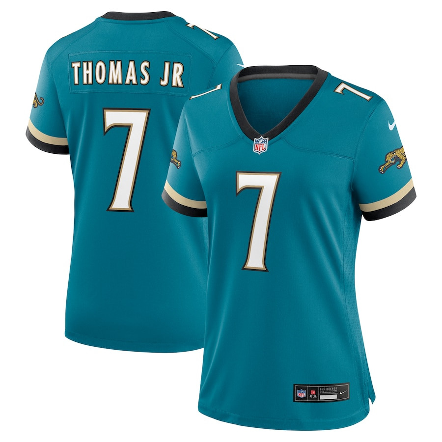 Brian Thomas Jr. 7 Jacksonville Jaguars Women's Prowler Throwback Retired Player Game Jersey - Teal JS9105 nicesnker