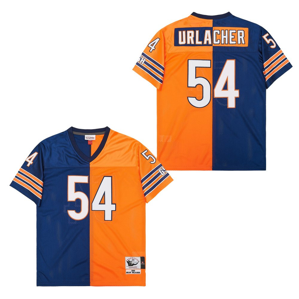 Brian Urlacher 54 Chicago Bears Two-Toned Retro Throwback Men Jersey - Orange/Navy JS2035 nicesnker - Image 2