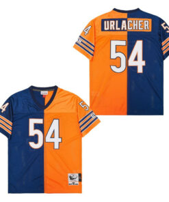 Brian Urlacher 54 Chicago Bears Two-Toned Retro Throwback Men Jersey - Orange/Navy JS2035 nicesnker
