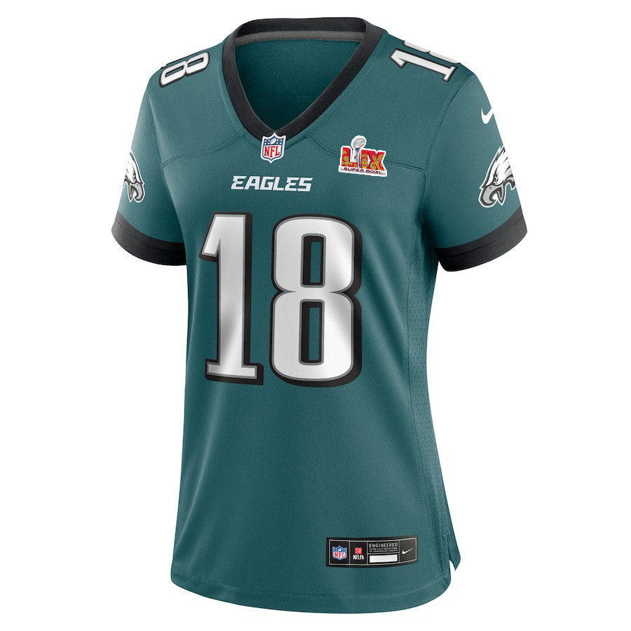 Britain Covey #18 Philadelphia Eagles Super Bowl LIX Women's Jersey - Midnight Green JS8337 nicesnker - Image 2
