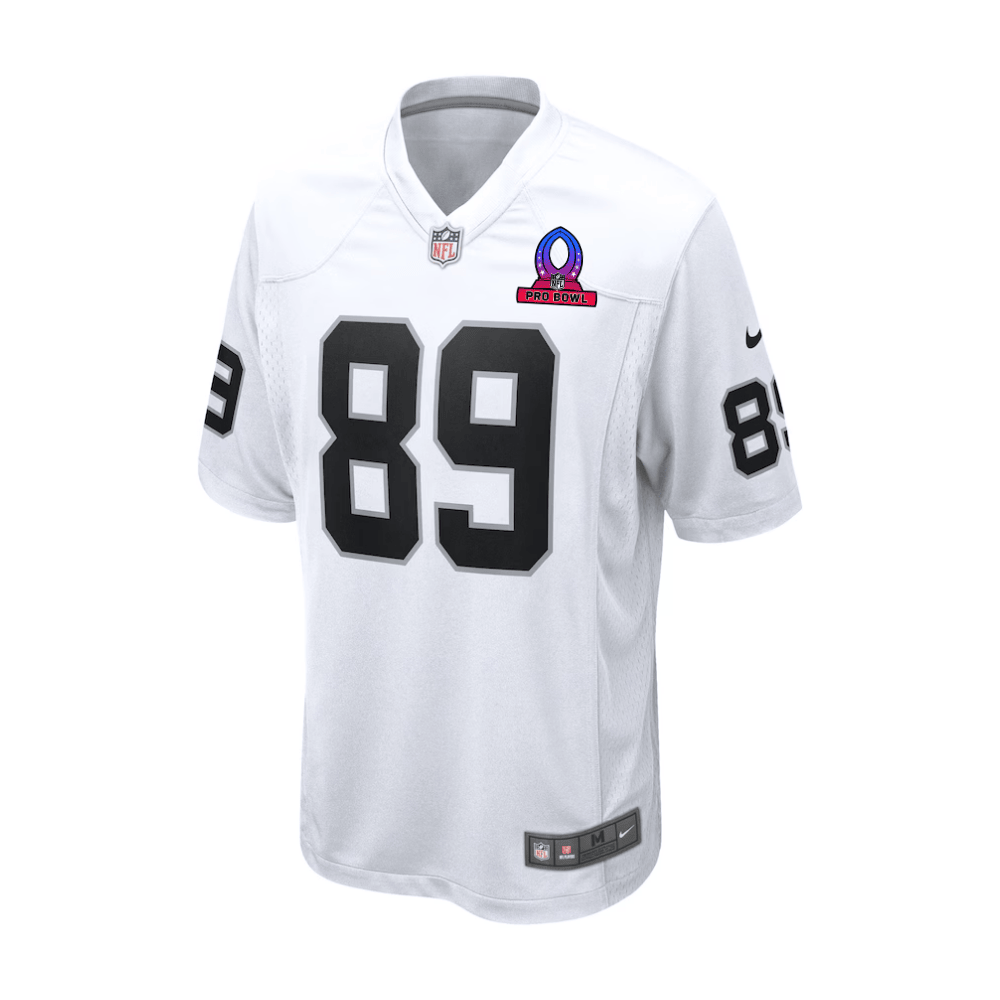 Brock Bowers 89 Las Vegas Raiders 2025 Pro Bowl Patch Game Men Jersey - White JS6100 nicesnker - Image 2