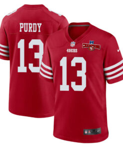 Brock Purdy 13 San Francisco 49ers NFC Champions Patch Game Men Jersey - Scarlet JS5699 nicesnker