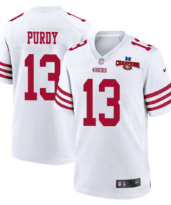Brock Purdy 13 San Francisco 49ers NFC Champions Patch Game Men Jersey - White JS4887 nicesnker