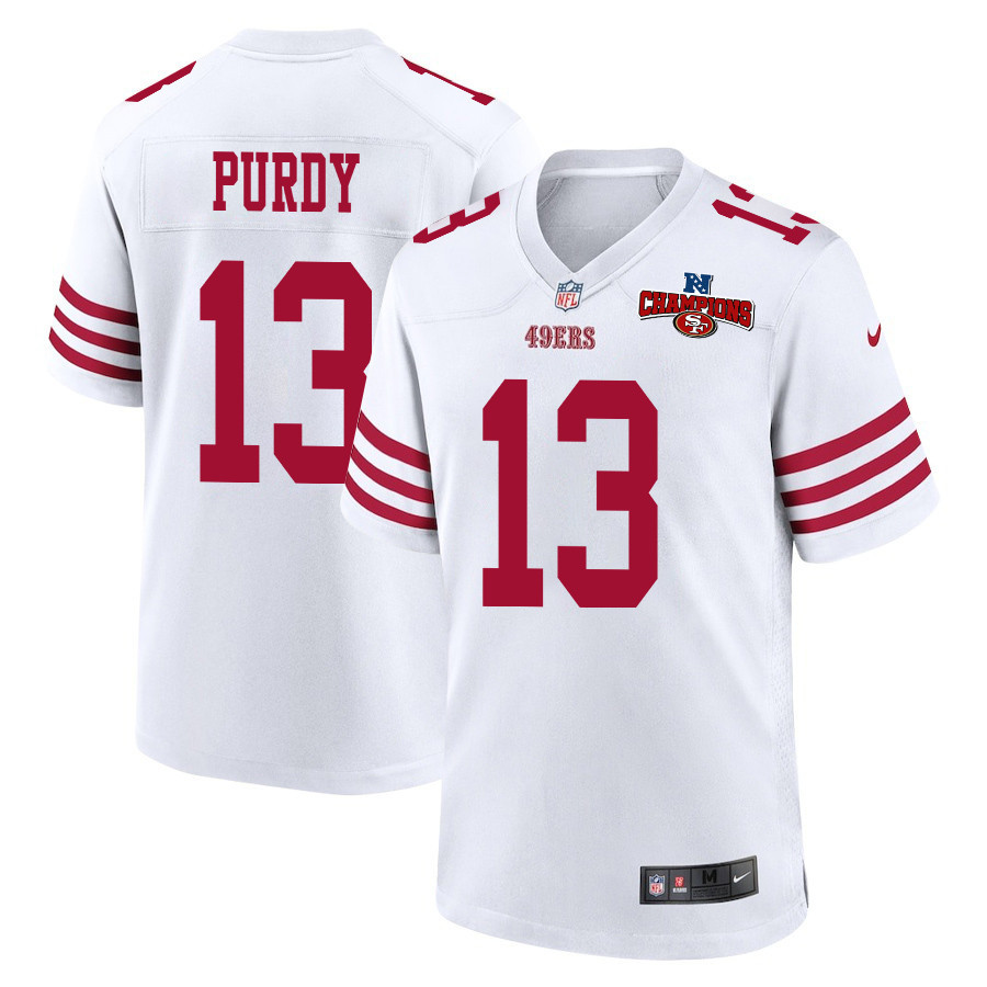 Brock Purdy 13 San Francisco 49ers NFC Champions Patch Game Men Jersey - White JS4887 nicesnker