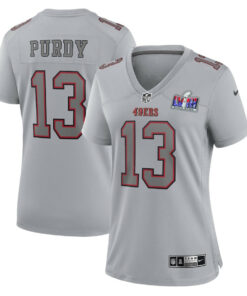 Brock Purdy 13 San Francisco 49ers Super Bowl LVIII Atmosphere Fashion Game Women Jersey - Gray JS7275 nicesnker