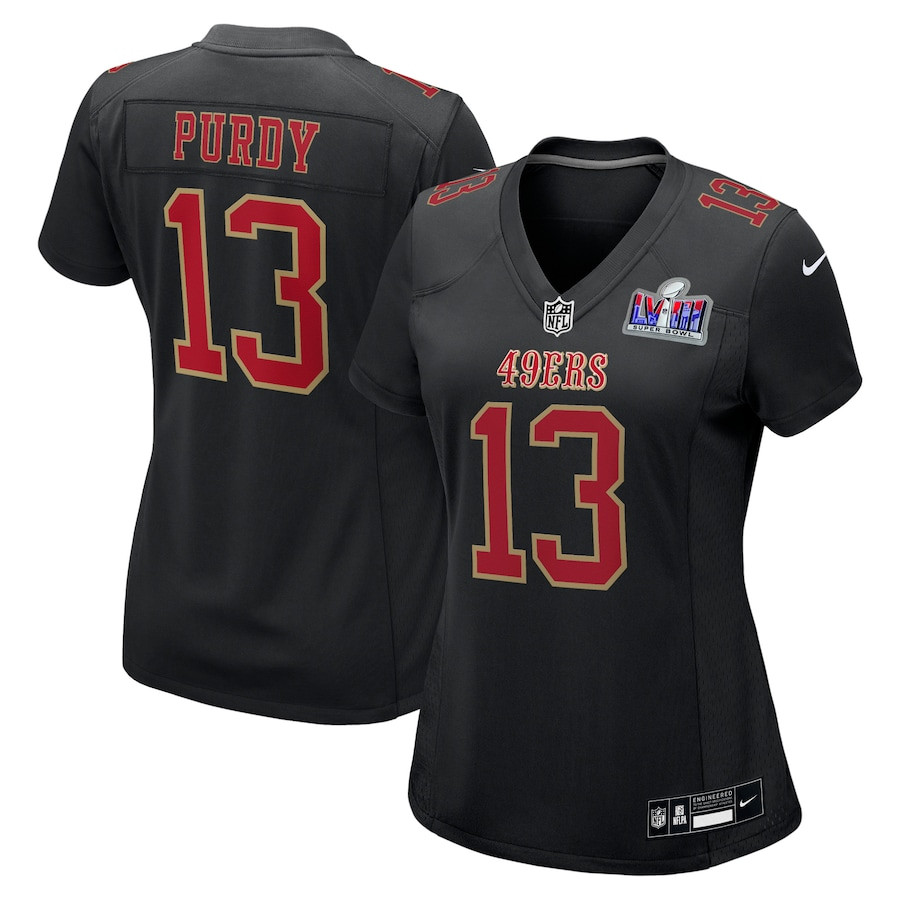 Brock Purdy 13 San Francisco 49ers Super Bowl LVIII Fashion Game Women Jersey - Carbon Black JS1765 nicesnker