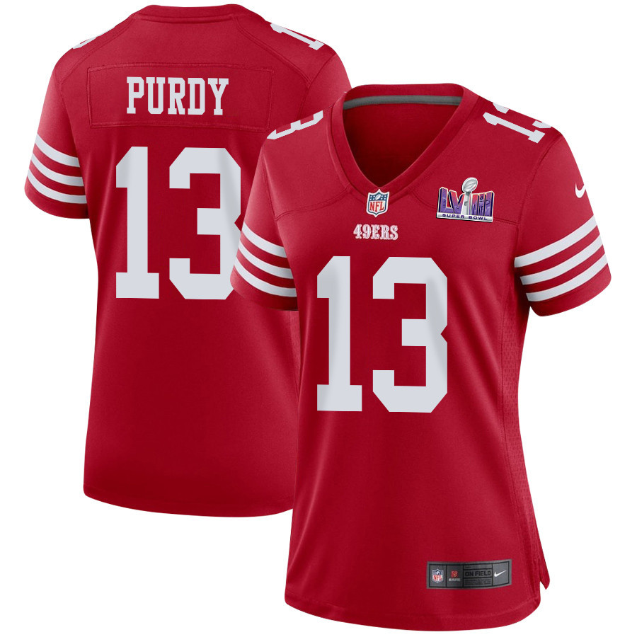 Brock Purdy 13 San Francisco 49ers Super Bowl LVIII Patch Game Women Jersey - Scarlet JS7510 nicesnker