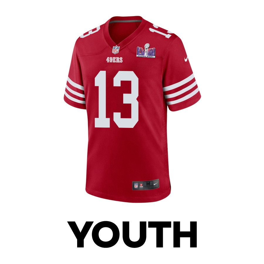 Brock Purdy 13 San Francisco 49ers Super Bowl LVIII Patch Game YOUTH Jersey - Scarlet JS4648 nicesnker - Image 2