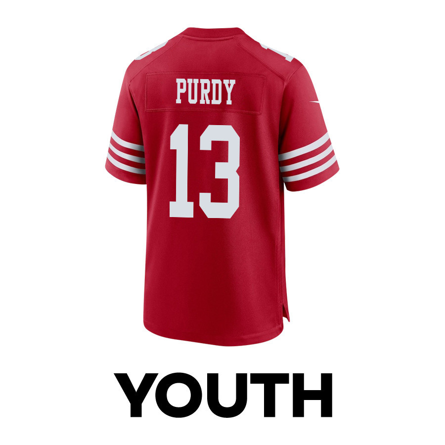 Brock Purdy 13 San Francisco 49ers Super Bowl LVIII Patch Game YOUTH Jersey - Scarlet JS4648 nicesnker - Image 3
