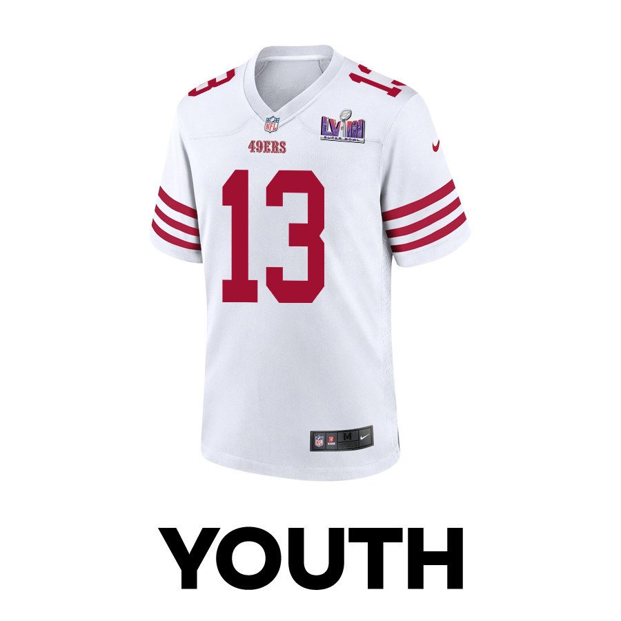 Brock Purdy 13 San Francisco 49ers Super Bowl LVIII Patch Game YOUTH Jersey - White JS6167 nicesnker - Image 2