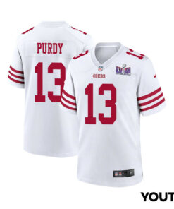 Brock Purdy 13 San Francisco 49ers Super Bowl LVIII Patch Game YOUTH Jersey - White JS6167 nicesnker