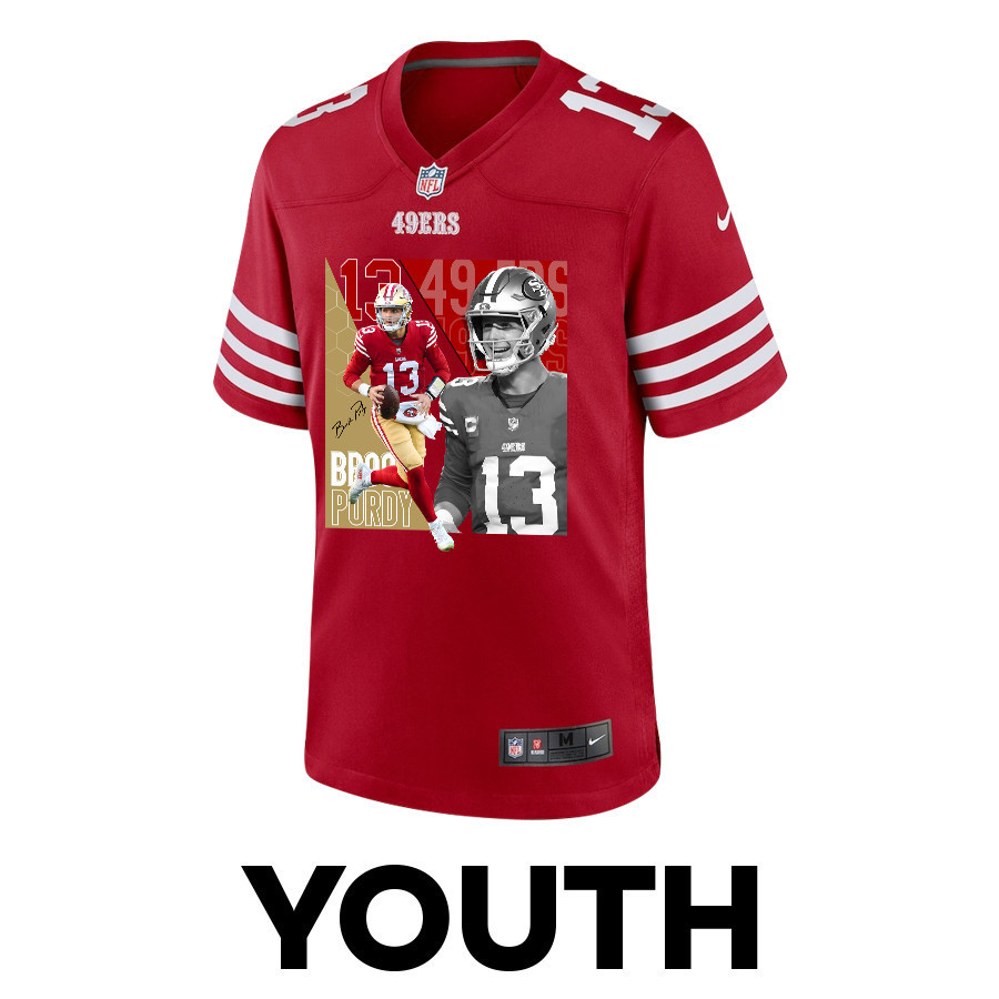 Brock Purdy 13 San Francisco 49ers The Son of Steel Game YOUTH Jersey - Scarlet JS9610 nicesnker - Image 2