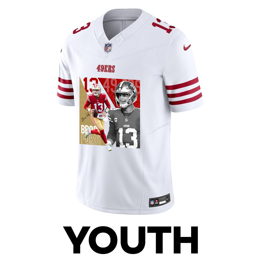 Brock Purdy 13 San Francisco 49ers The Son of Steel Game YOUTH Jersey - White JS6071 nicesnker - Image 2