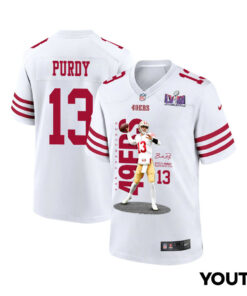 Brock Purdy 13 San Francisco 49ers Throwing Ball Game YOUTH Jersey - White JS8057 nicesnker