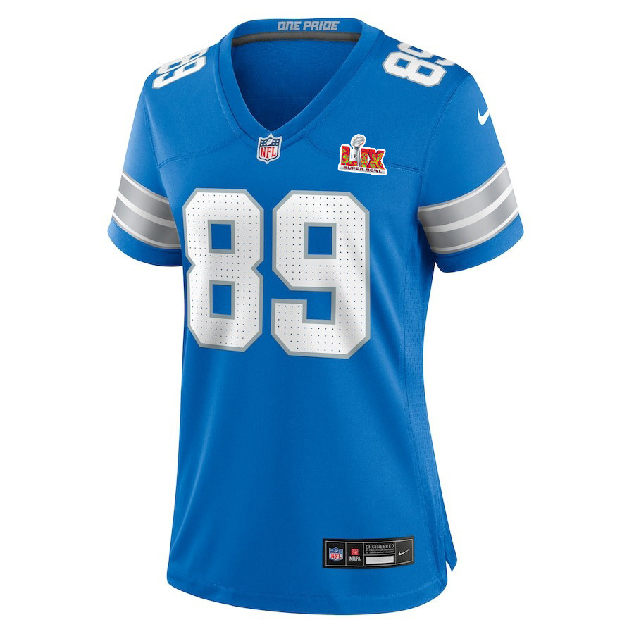 Brock Wright #89 Detroit Lions Super Bowl LIX Women's Jersey - Blue JS6067 nicesnker - Image 2