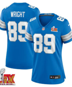 Brock Wright #89 Detroit Lions Super Bowl LIX Women's Jersey - Blue JS6067 nicesnker
