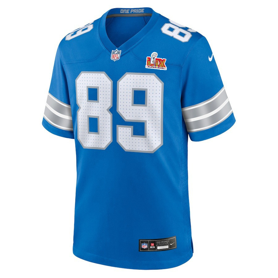 Brock Wright #89 Detroit Lions Super Bowl LIX YOUTH Jersey - Blue JS8538 nicesnker - Image 2