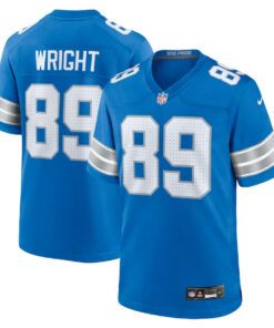 Brock Wright 89 Detroit Lions Team Game Men Jersey - Blue JS6469 nicesnker