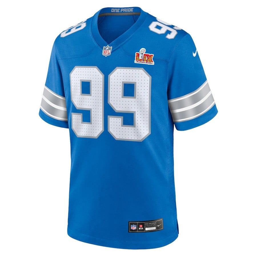Brodric Martin #99 Detroit Lions Super Bowl LIX YOUTH Jersey - Blue JS8790 nicesnker - Image 2