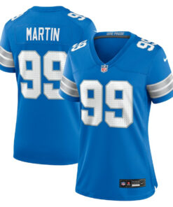 Brodric Martin 99 Detroit Lions Women's Team Game Jersey - Blue JS6594 nicesnker