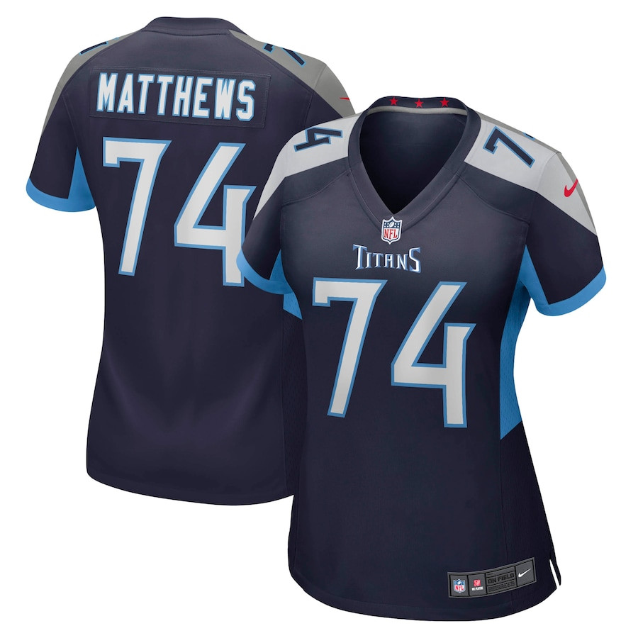 Bruce Matthews 74 Tennessee Titans Women Retired Jersey - Navy JS4696 nicesnker