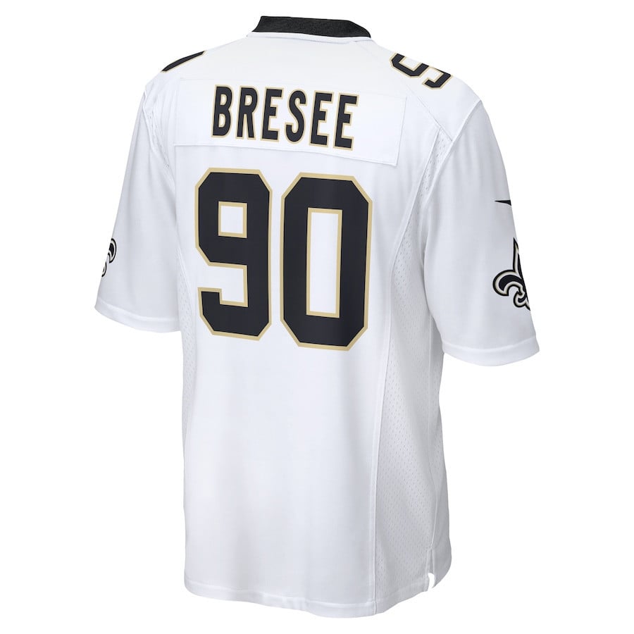 Bryan Bresee 90 New Orleans Saints Game Jersey - Men, White JS2728 nicesnker - Image 3
