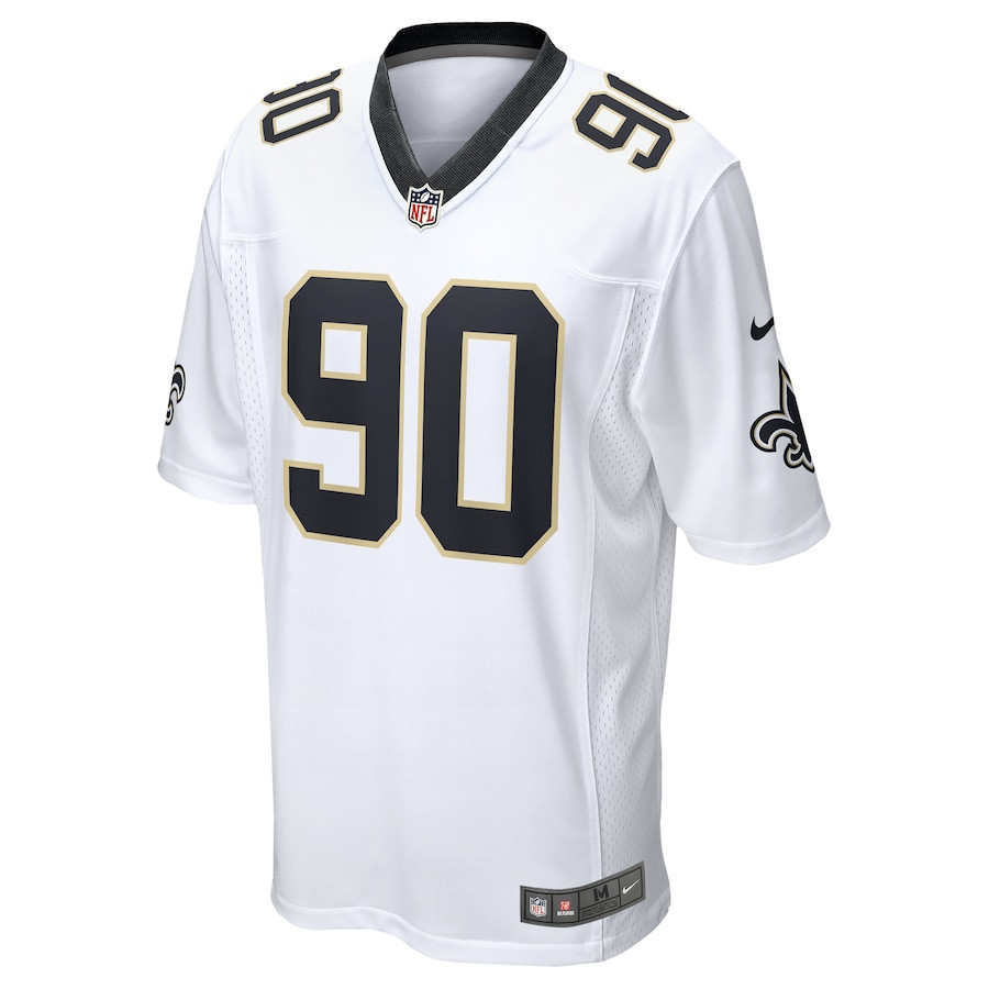 Bryan Bresee 90 New Orleans Saints Game Jersey - Men, White JS2728 nicesnker - Image 2