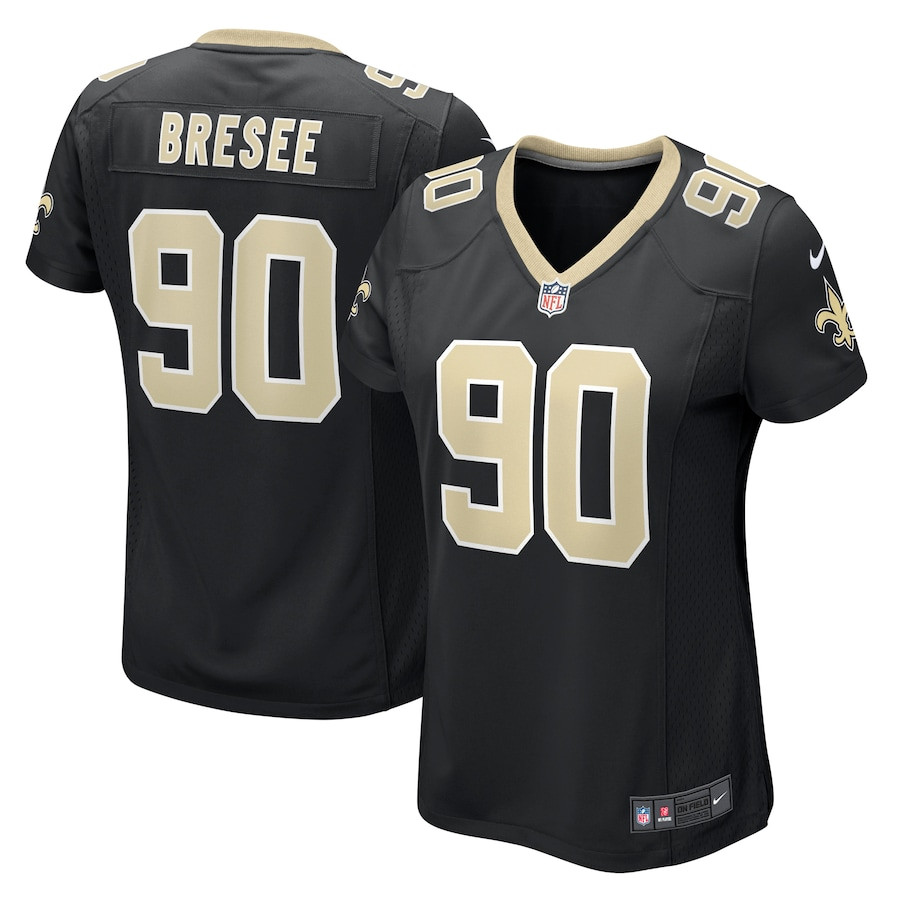 Bryan Bresee 90 New Orleans Saints Women's Game Jersey - Black JS4552 nicesnker