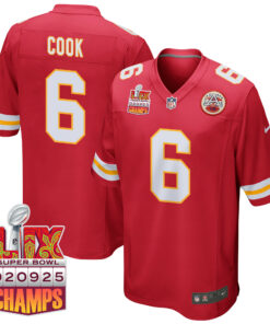 Bryan Cook 6 Kansas City Chiefs Super Bowl LIX Champions Patch Game Men Jersey - Red JS8992 nicesnker