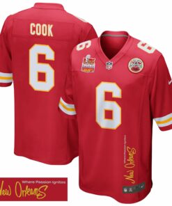 Bryan Cook 6 Kansas City Chiefs Super Bowl LIX Champions Patch 'New Orleans - Where Passion Ignites' EMBROIDERED Game Men Jersey - Red JS6628 nicesnker