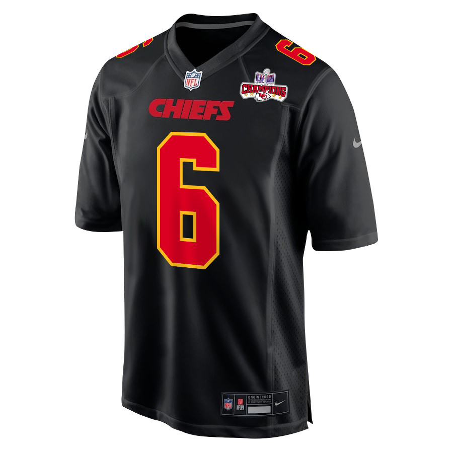 Bryan Cook 6 Kansas City Chiefs Super Bowl LVIII Champions 4 Stars Patch Fashion Game Men Jersey - Carbon Black JS6943 nicesnker - Image 2
