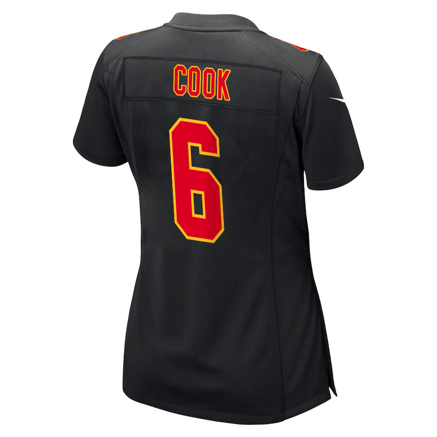Bryan Cook 6 Kansas City Chiefs Super Bowl LVIII Champions 4 Stars Patch Fashion Game Women Jersey - Carbon Black JS5614 nicesnker - Image 3