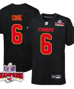 Bryan Cook 6 Kansas City Chiefs Super Bowl LVIII Champions 4 Stars Patch Fashion Game YOUTH Jersey - Carbon Black JS9066 nicesnker