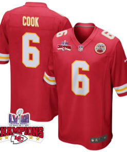Bryan Cook 6 Kansas City Chiefs Super Bowl LVIII Champions 4 Stars Patch Game Men Jersey - Red JS1826 nicesnker