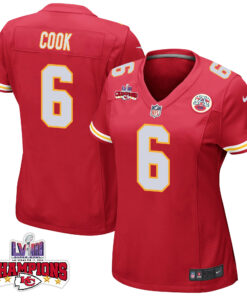 Bryan Cook 6 Kansas City Chiefs Super Bowl LVIII Champions 4 Stars Patch Game Women Jersey - Red JS5930 nicesnker