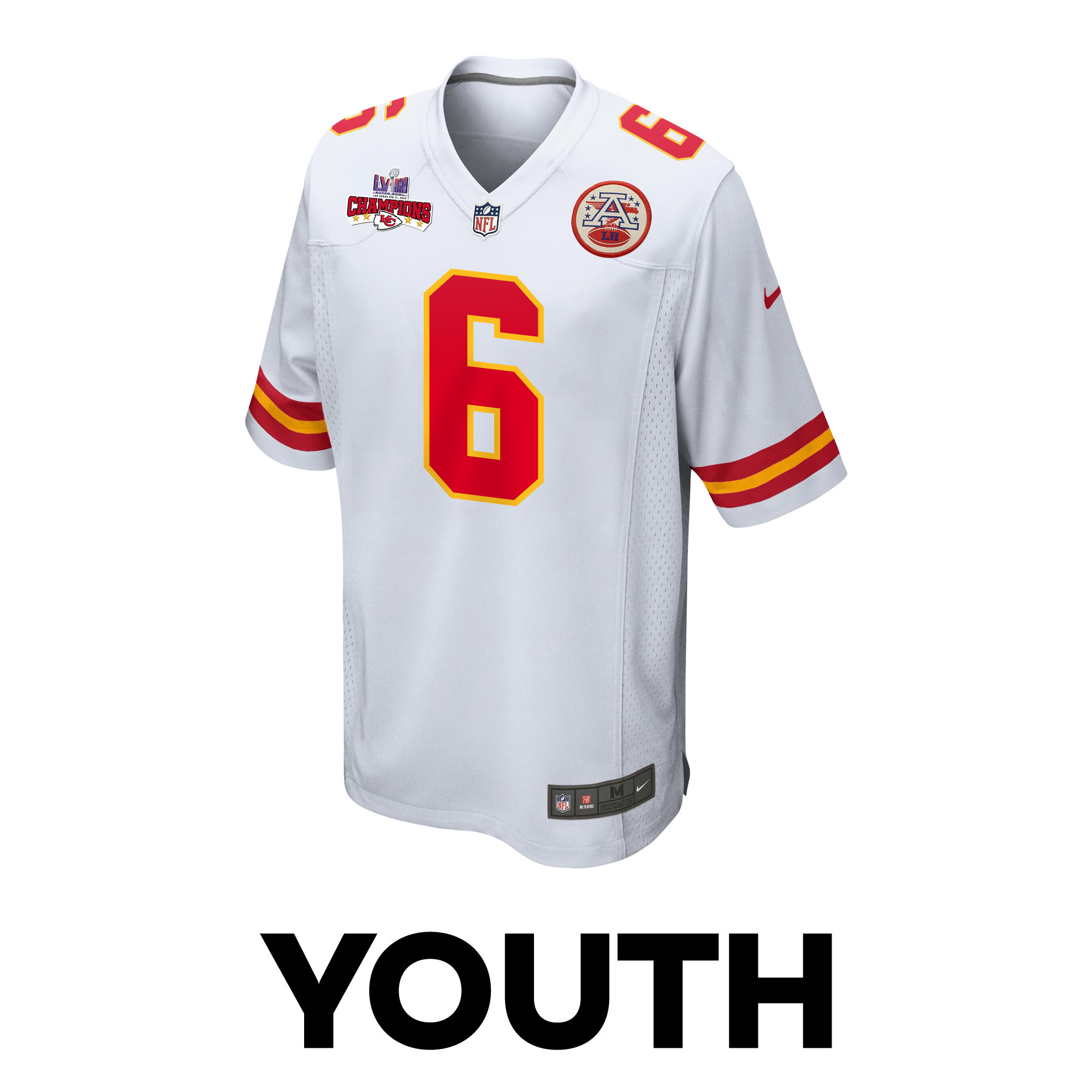 Bryan Cook 6 Kansas City Chiefs Super Bowl LVIII Champions 4 Stars Patch Game YOUTH Jersey - White JS5777 nicesnker - Image 2
