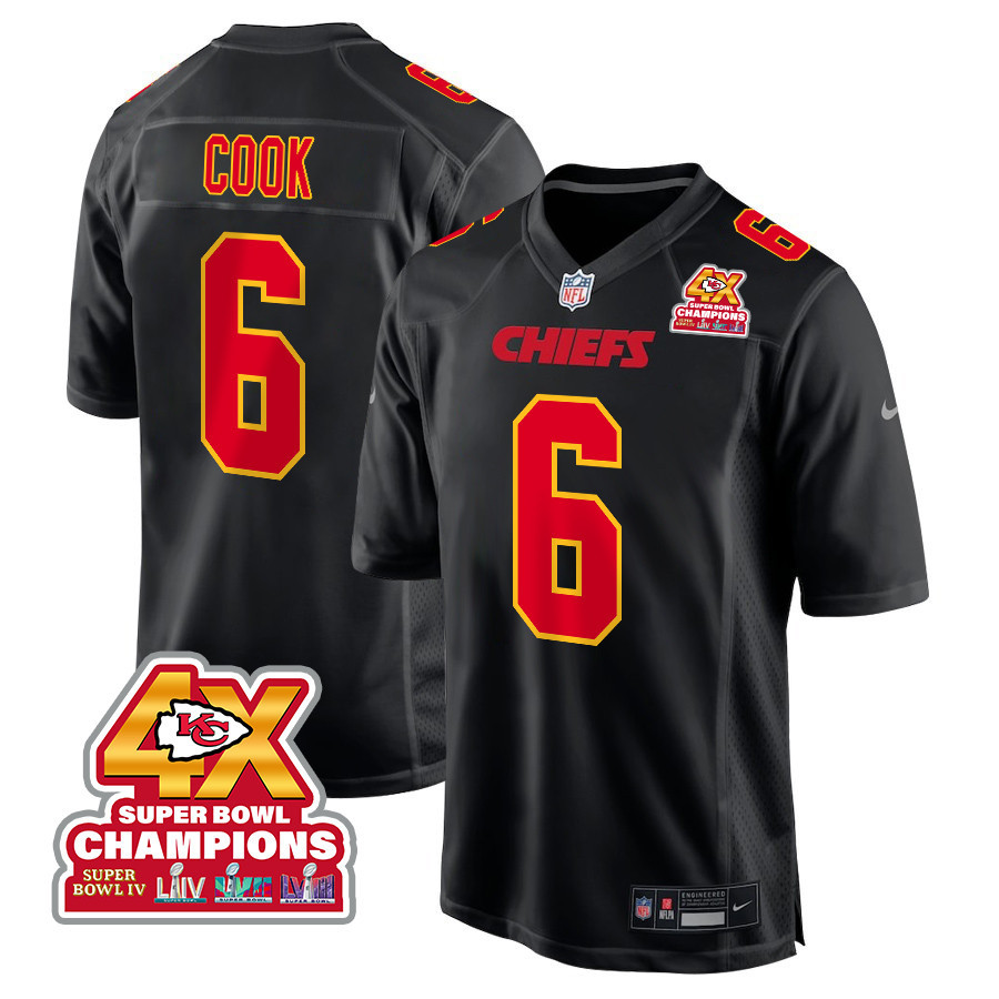 Bryan Cook 6 Kansas City Chiefs Super Bowl LVIII Champions 4X Fashion Game Men Jersey - Carbon Black JS7013 nicesnker