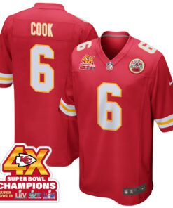 Bryan Cook 6 Kansas City Chiefs Super Bowl LVIII Champions 4X Game Men Jersey - Red JS5614 nicesnker