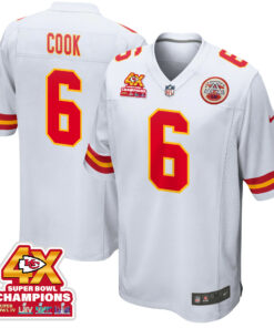 Bryan Cook 6 Kansas City Chiefs Super Bowl LVIII Champions 4X Game Men Jersey - White JS2172 nicesnker
