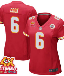 Bryan Cook 6 Kansas City Chiefs Super Bowl LVIII Champions 4X Game Women Jersey - Red JS5890 nicesnker