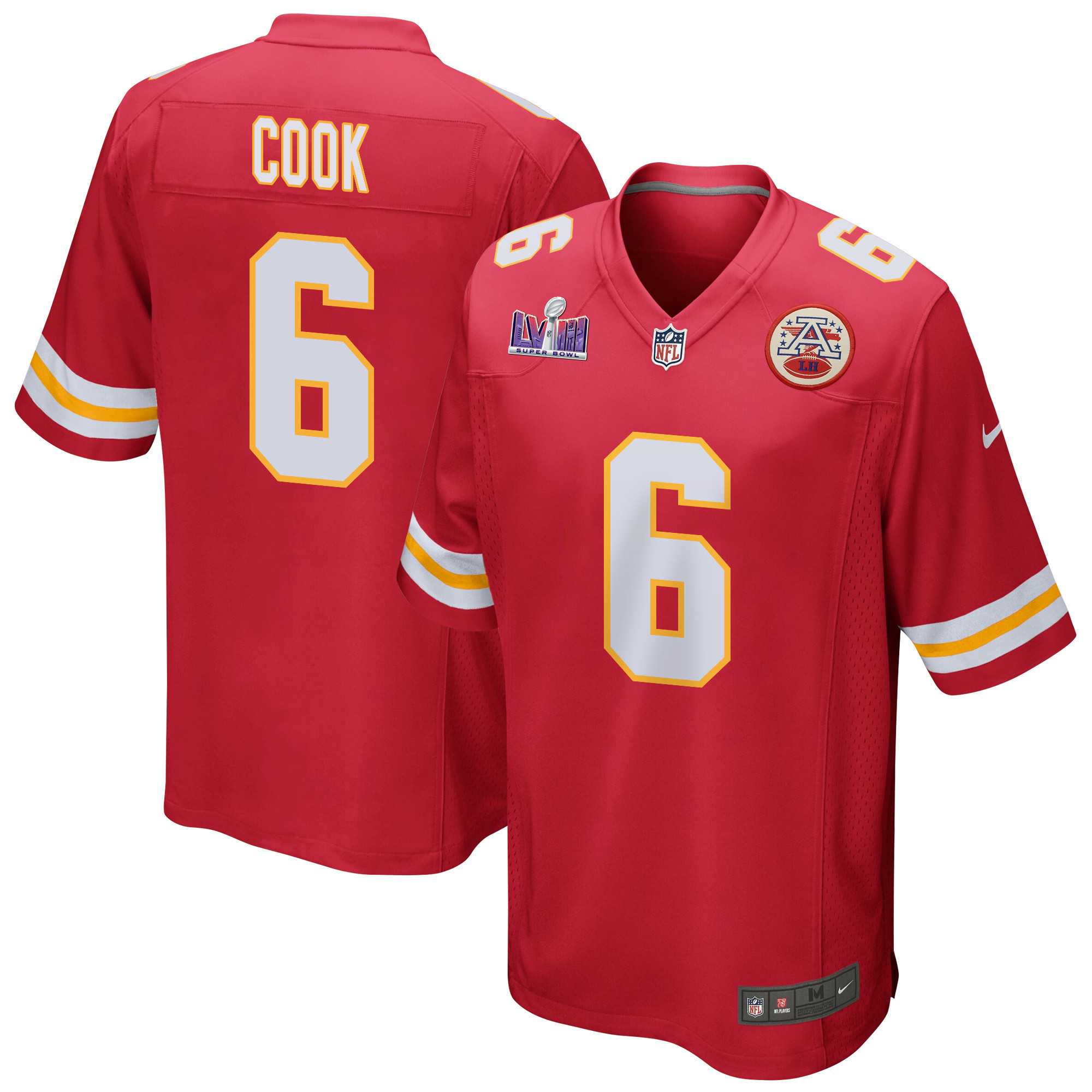 Bryan Cook 6 Kansas City Chiefs Super Bowl LVIII Patch Game Men Jersey - Red JS4557 nicesnker