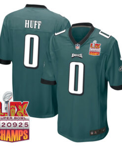 Bryce Huff 0 Philadelphia Eagles Super Bowl LIX Champions Patch Game Men Jersey - Midnight Green JS6072 nicesnker