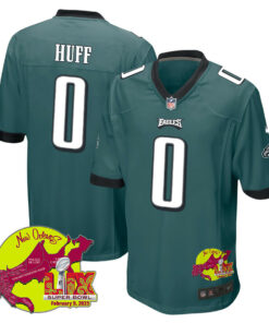Bryce Huff 0 Philadelphia Eagles Super Bowl LIX New Orleans Patch Game Men Jersey - Midnight Green JS6102 nicesnker