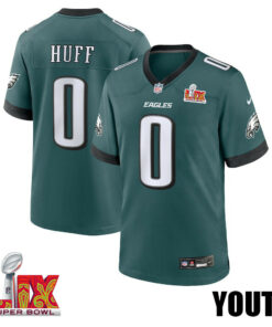 Bryce Huff #0 Philadelphia Eagles Super Bowl LIX YOUTH Jersey - Midnight Green JS7148 nicesnker