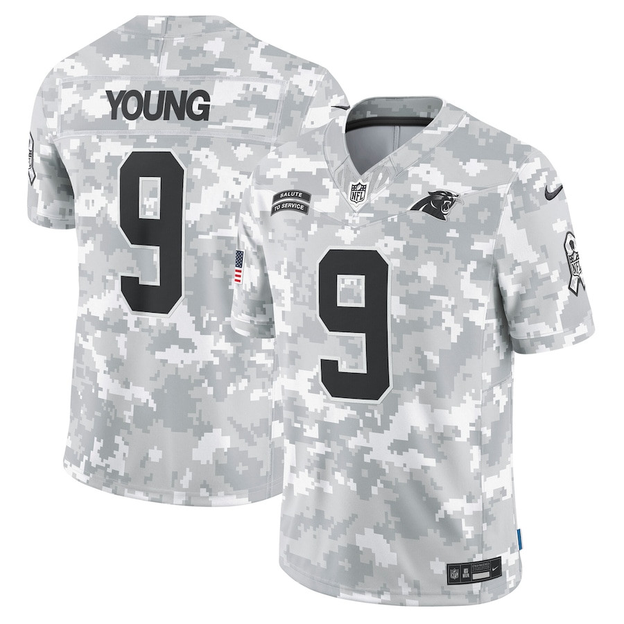 Bryce Young 9 Carolina Panthers 2024 Salute to Service Limited Men Jersey - Arctic Camo JS9903 nicesnker