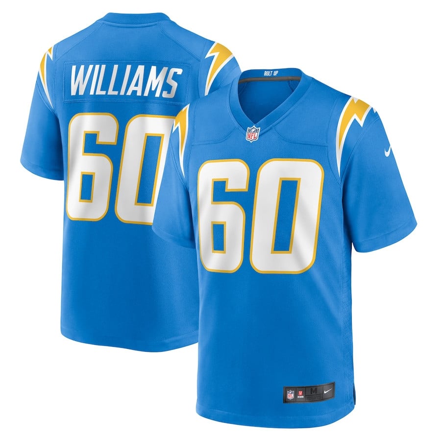 Bucky Williams 60 Los Angeles Chargers Team Game Men Jersey - Powder Blue JS5429 nicesnker