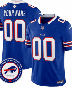 Buffalo Bills 50th Charging Logo Patch Game Custom Men Jersey - Royal JS7246 nicesnker