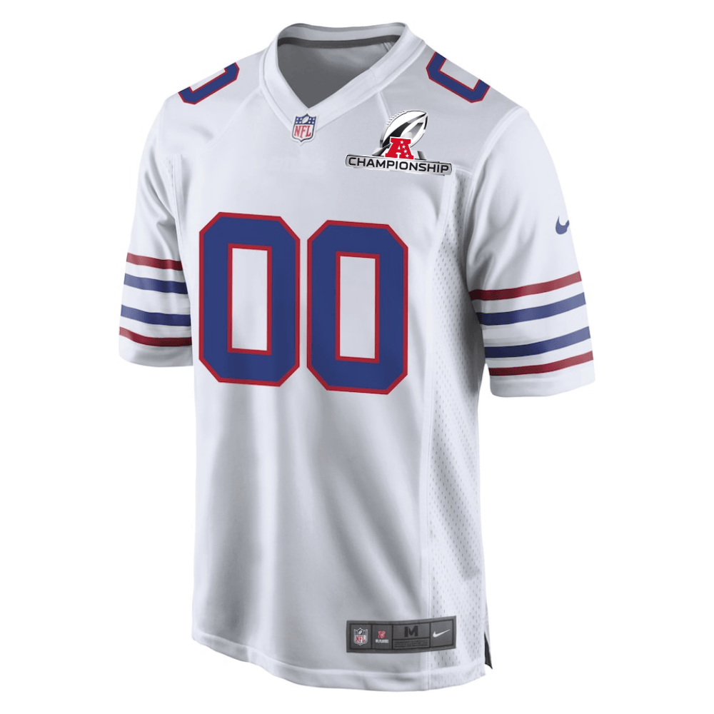 Buffalo Bills AFC Championship Patch Game Men Custom Jersey - White JS6403 nicesnker - Image 2