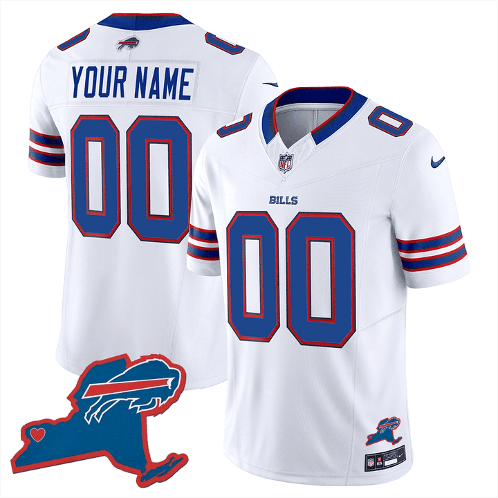 Buffalo Bills New York Patch Game Men Custom Jersey - White JS6307 nicesnker